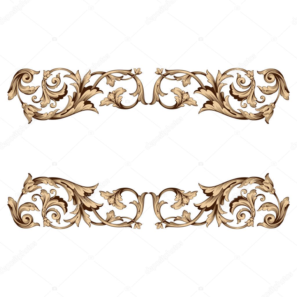 Classical baroque ornament vector 