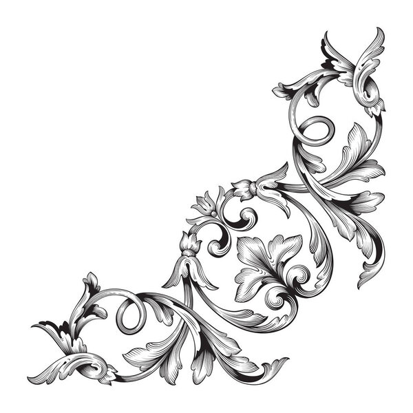 Classical baroque ornament vector 