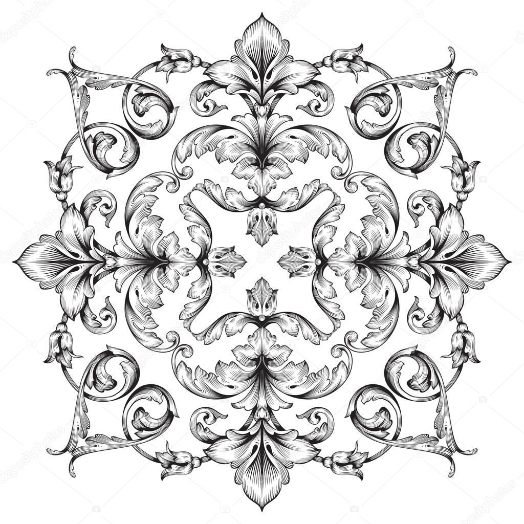 Classical baroque ornament vector 