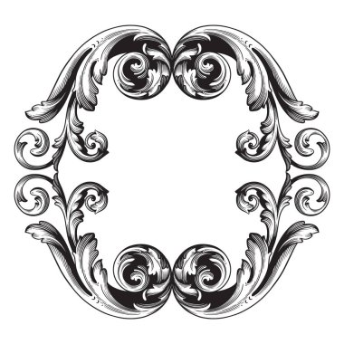Vintage Barok çerçeve kaydırma süsleme oyma