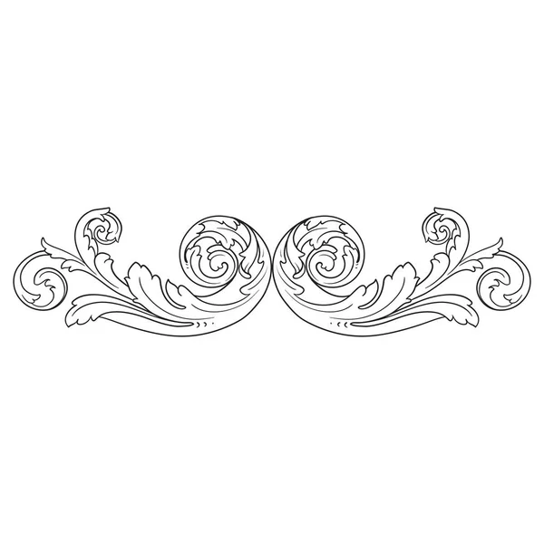 Vintage baroque frame engraving scroll ornament — Stock Vector