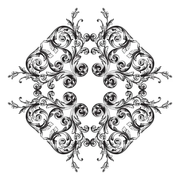 Урожай барокової рамки гравірування прокрутки орнамент — стоковий вектор