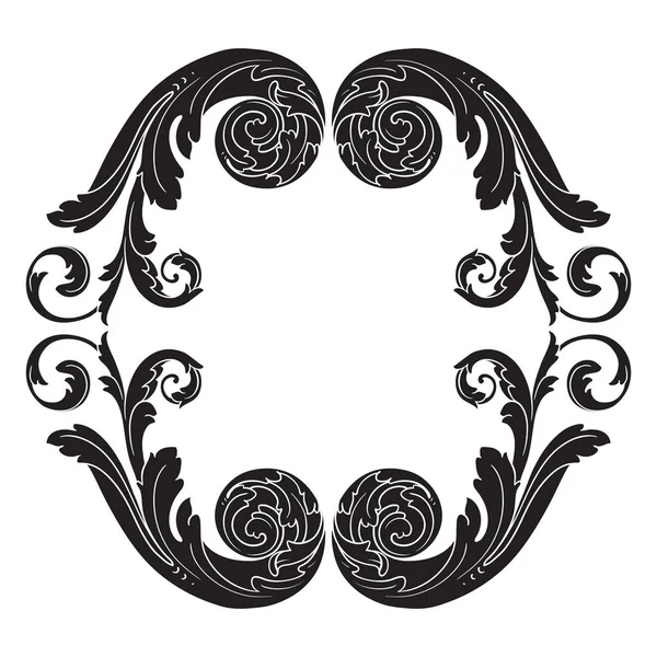 Vintage marco barroco grabado ornamento de pergamino — Vector de stock