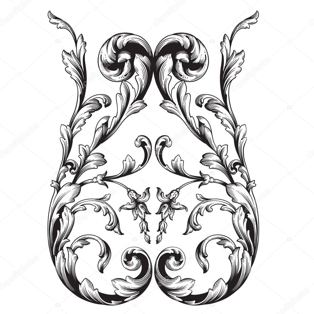 Vector baroque ornament in victorian style