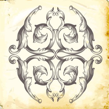 Tasarım için vintage elementlerin vektör barok 'u. 