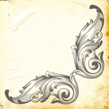 Tasarım için vintage elementlerin vektör barok 'u. 