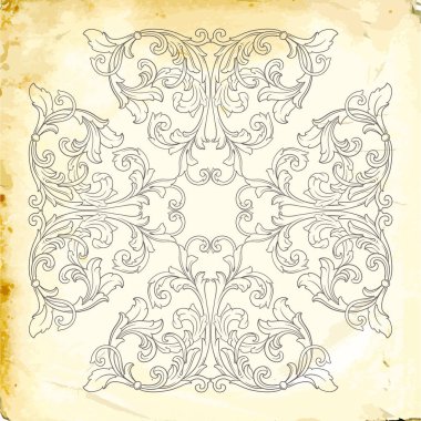 Tasarım için vintage elementlerin vektör barok 'u. 