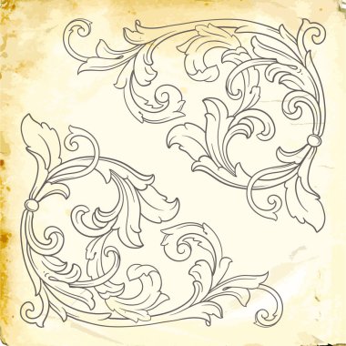 Tasarım için vintage elementlerin vektör barok 'u. 