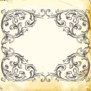 Tasarım için vintage elementlerin vektör barok 'u. 