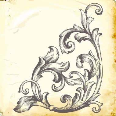 Tasarım için vintage elementlerin vektör barok 'u. 