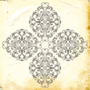 Tasarım için vintage elementlerin vektör barok 'u. 