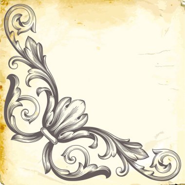 Tasarım için vintage elementlerin vektör barok 'u. 