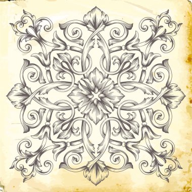 Tasarım için vintage elementlerin vektör barok 'u. 