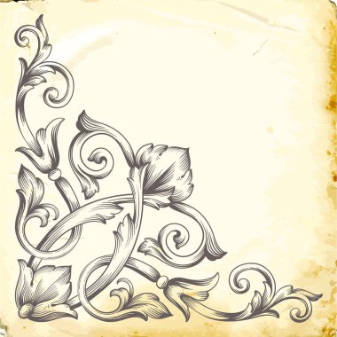 Tasarım için vintage elementlerin vektör barok 'u. 