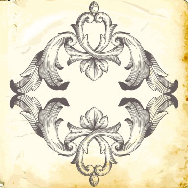 Tasarım için vintage elementlerin vektör barok 'u. 