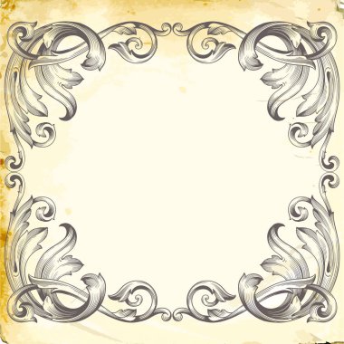 Tasarım için vintage elementlerin vektör barok 'u. 