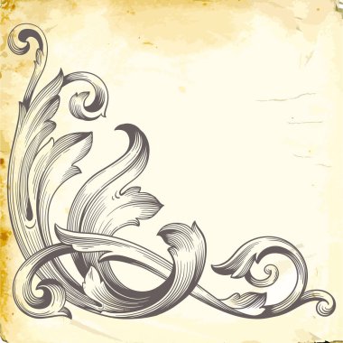 Tasarım için vintage elementlerin vektör barok 'u. 