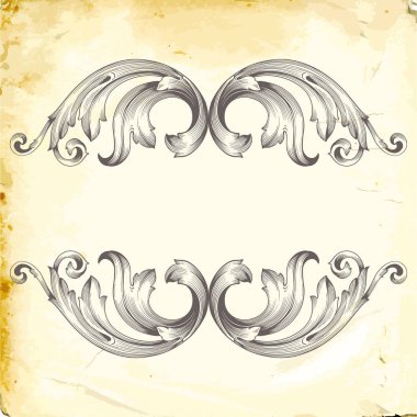 Tasarım için vintage elementlerin vektör barok 'u. 