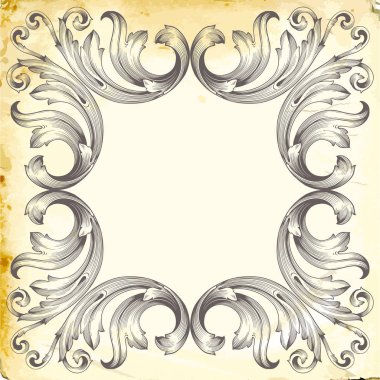 Tasarım için vintage elementlerin vektör barok 'u. 