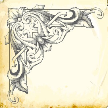 Tasarım için vintage elementlerin vektör barok 'u. 