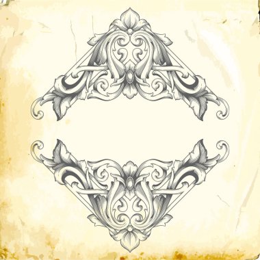 Tasarım için vintage elementlerin vektör barok 'u. 