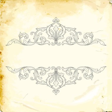 Tasarım için vintage elementlerin vektör barok 'u. 