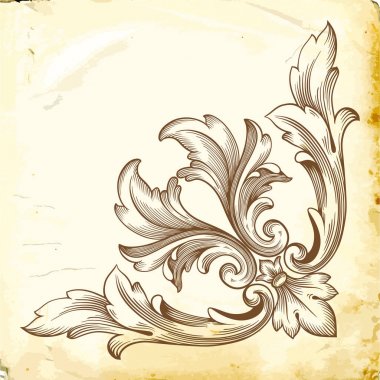 Tasarım için vintage elementlerin vektör barok 'u. 