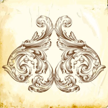 Tasarım için vintage elementlerin vektör barok 'u. 