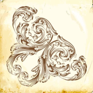 Tasarım için vintage elementlerin vektör barok 'u. 