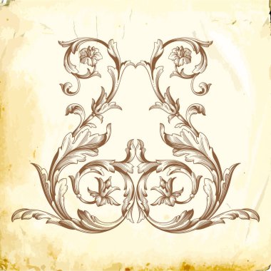 Tasarım için vintage elementlerin vektör barok 'u. 