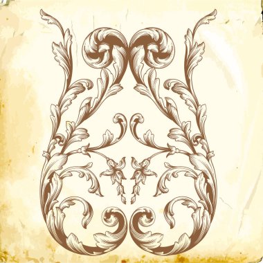 Tasarım için vintage elementlerin vektör barok 'u. 