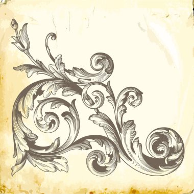 Tasarım için vintage elementlerin vektör barok 'u. 