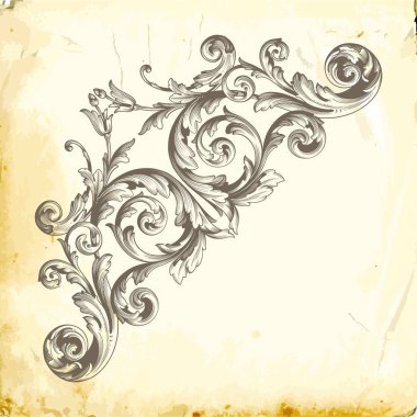 Tasarım için vintage elementlerin vektör barok 'u. 