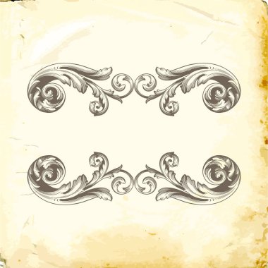 Tasarım için vintage elementlerin vektör barok 'u. 