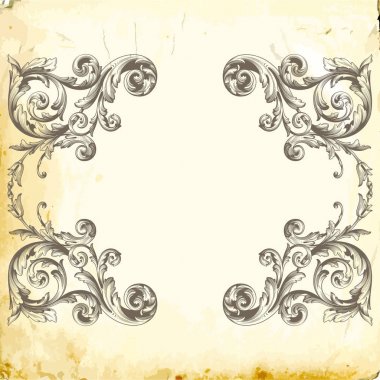 Tasarım için vintage elementlerin vektör barok 'u. 