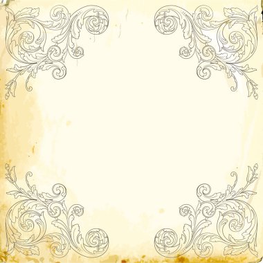 Tasarım için vintage elementlerin vektör barok 'u. 