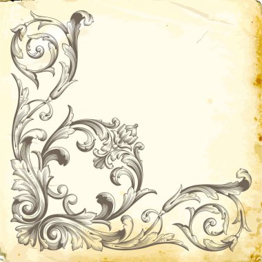 Tasarım için vintage elementlerin vektör barok 'u. 