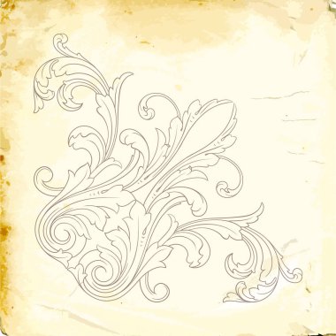 Tasarım için vintage elementlerin vektör barok 'u. 