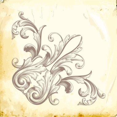 Tasarım için vintage elementlerin vektör barok 'u. 