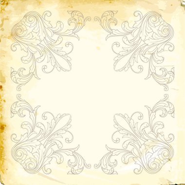 Tasarım için vintage elementlerin vektör barok 'u. 