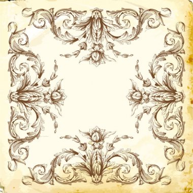 Tasarım için vintage elementlerin vektör barok 'u. 