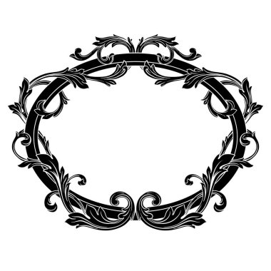 Tasarım için klasik klasik barok element vektörü. Dekoratif tasarım unsuru filigran hat vektörü. Tebrik kartı ve lazer kesim için kullanabilirsiniz..