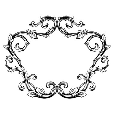 Tasarım için klasik klasik barok element vektörü. Dekoratif tasarım unsuru filigran hat vektörü. Tebrik kartı ve lazer kesim için kullanabilirsiniz..