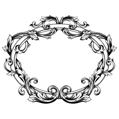 Tasarım için klasik klasik barok element vektörü. Dekoratif tasarım unsuru filigran hat vektörü. Tebrik kartı ve lazer kesim için kullanabilirsiniz..