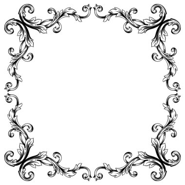 Tasarım için klasik klasik barok element vektörü. Dekoratif tasarım unsuru filigran hat vektörü. Tebrik kartı ve lazer kesim için kullanabilirsiniz..
