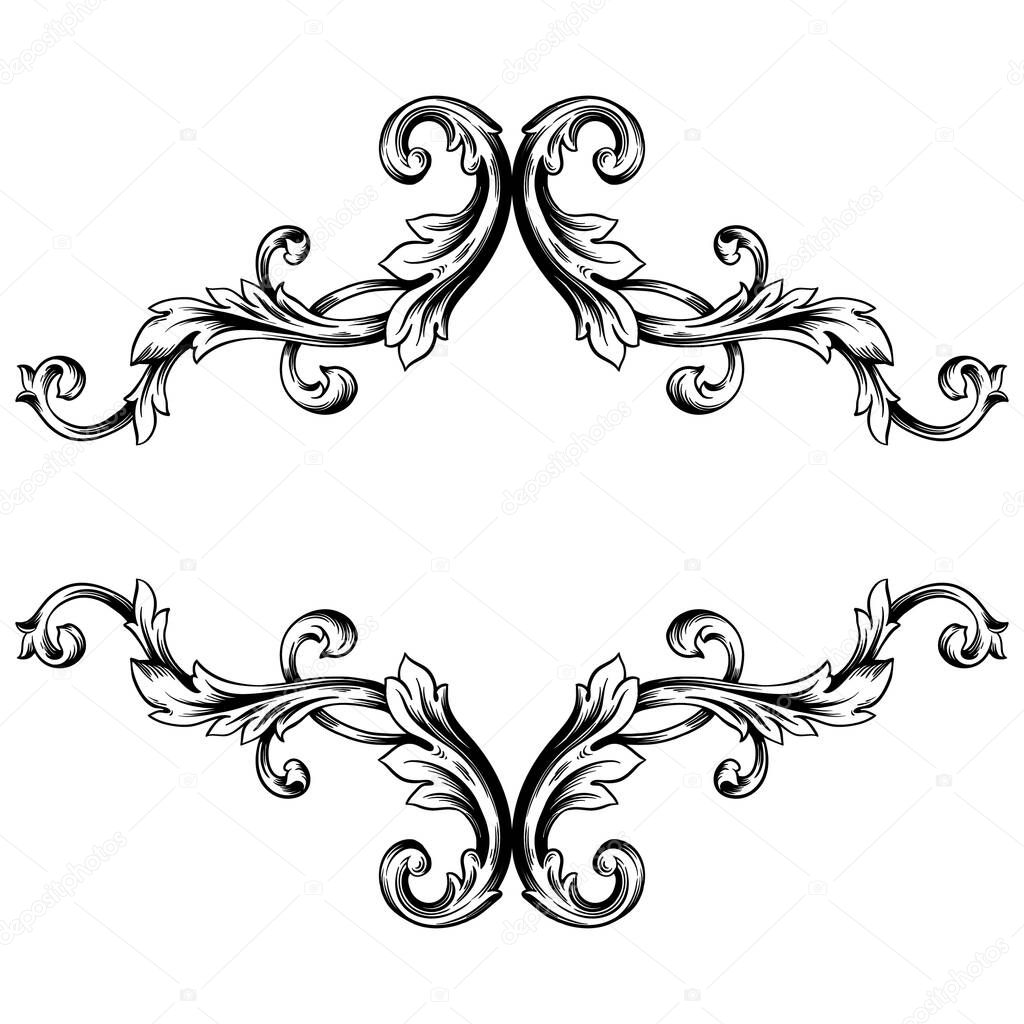 Classical baroque vector of vintage element for design. Decorative design element filigree calligraphy vector. You can use for wedding decoration of greeting card and laser cutting.