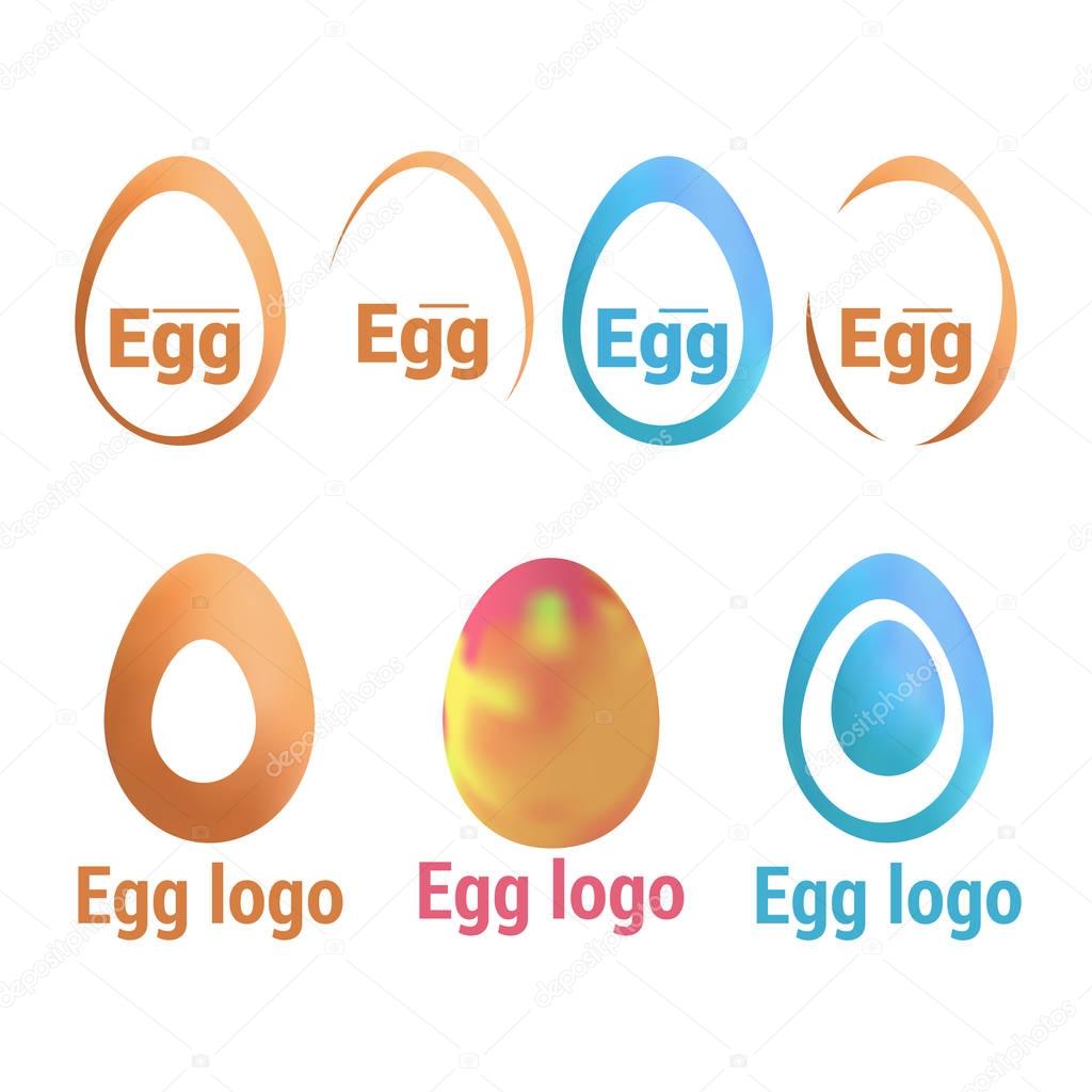 Vector isolated illustration. The symbolic representations of eggs. Variations of the logo for your business.