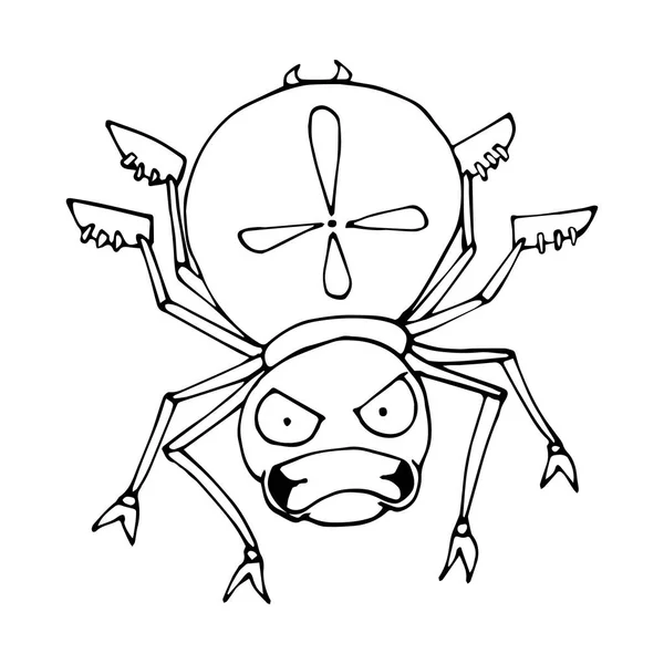 O contorno de uma aranha em um estilo de desenho animado. Esboço. Imagem vetorial isolada . —  Vetores de Stock