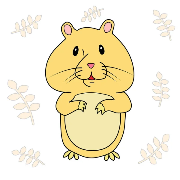 De hamster op de achtergrond van de spikelets. Vector geïsoleerd beeld. — Stockvector