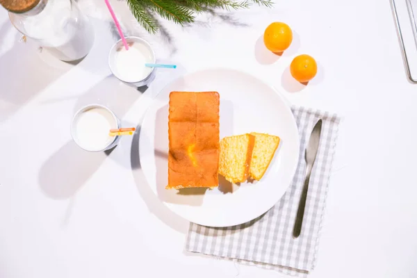 Cukrászda Csendélet Sütik Pékáruk Mandarin Tojás Desszertet Édességet Főzök Cukor — Stock Fotó